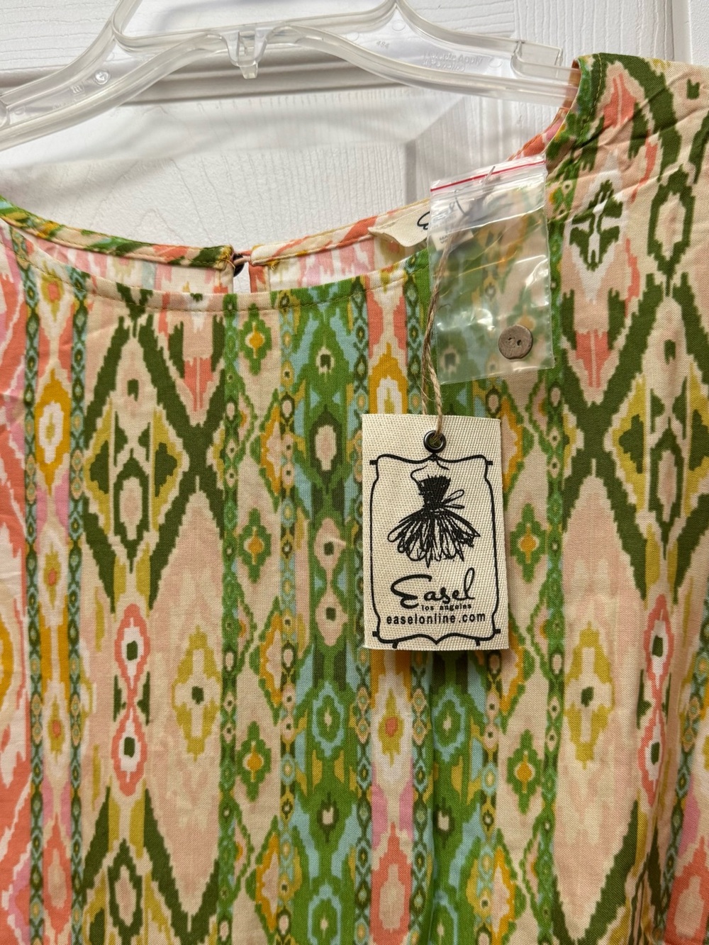 Easel Pink, Yellow & Green Ikat Wide-Leg Pants Set Medium NWT - Picture 4 of 6